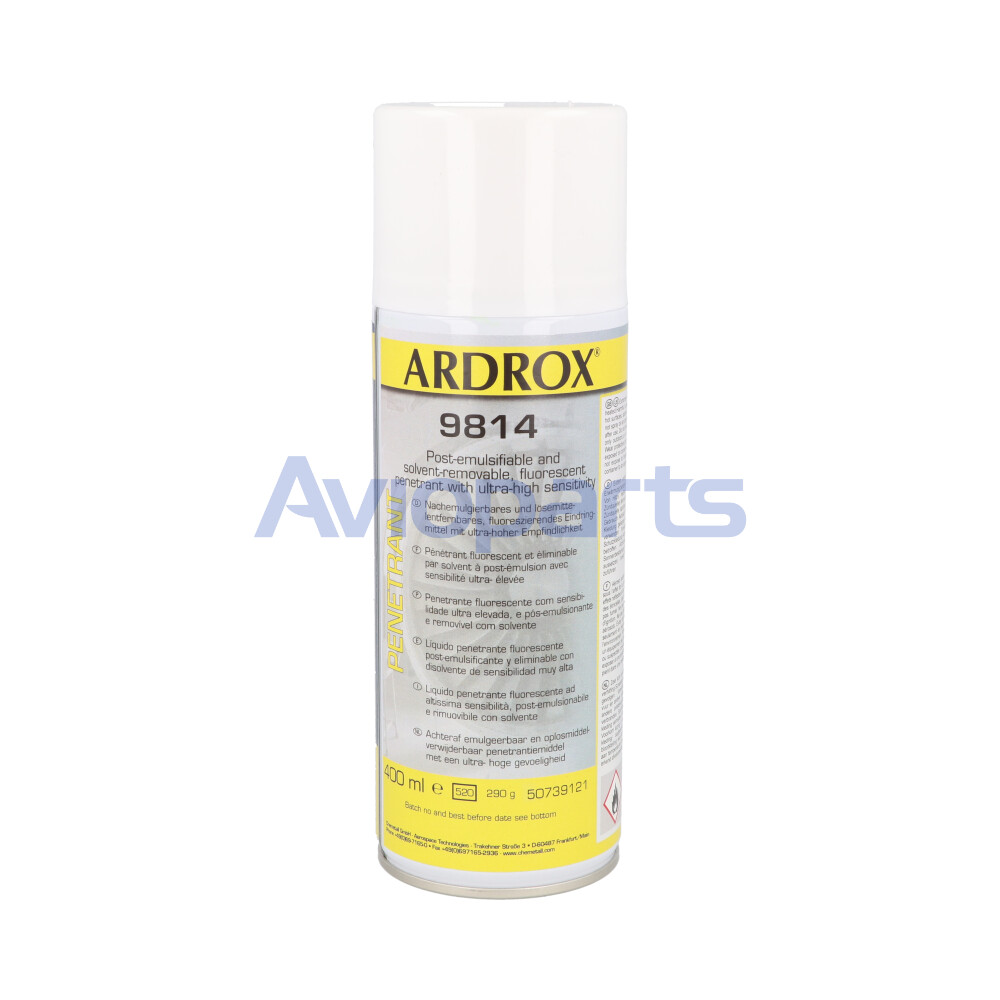 ARDROX 9814 , POST EMULSIFIABLE FLUORESCENT PENETRANTS LEVEL 4 , AEROSOL 400 ML //  AMS 2644